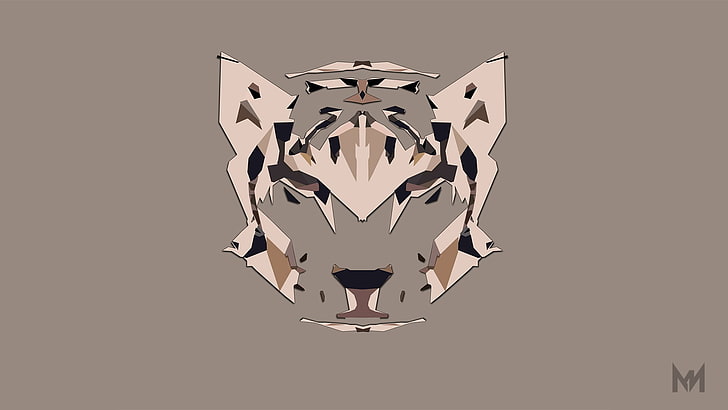 tiger logo, abstract, minimalism, artwork, HD wallpaper