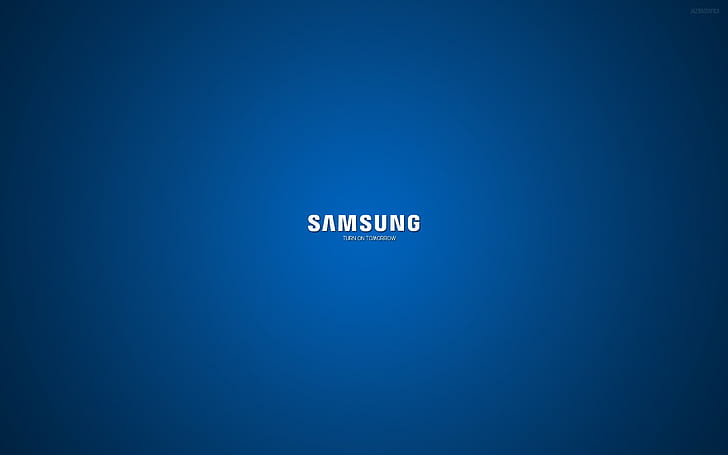 Samsung, компания, лого, синьо, бяло, HD тапет