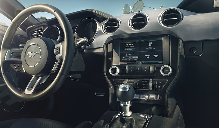 Ford, 2015 Ford Mustang GT, Car, Ford Mustang, Glasses, Interior, Steering Wheel, Sunglasses, HD wallpaper
