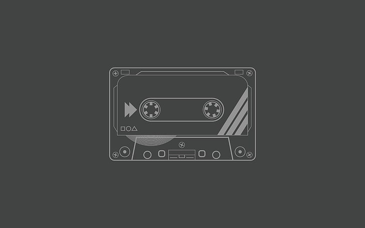 Ilustración de cinta de cassette gris, ilustraciones, cassette, minimalismo, audio, Fondo de pantalla HD