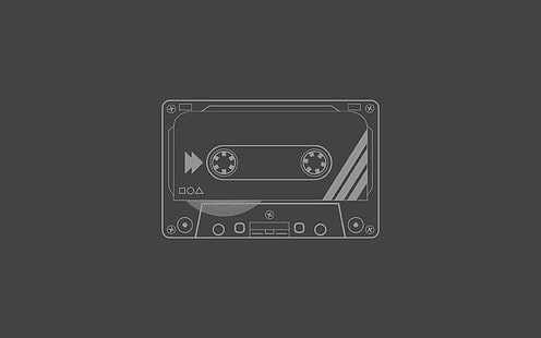 gray cassette tape illustration, artwork, cassette, minimalism, audio, HD wallpaper HD wallpaper