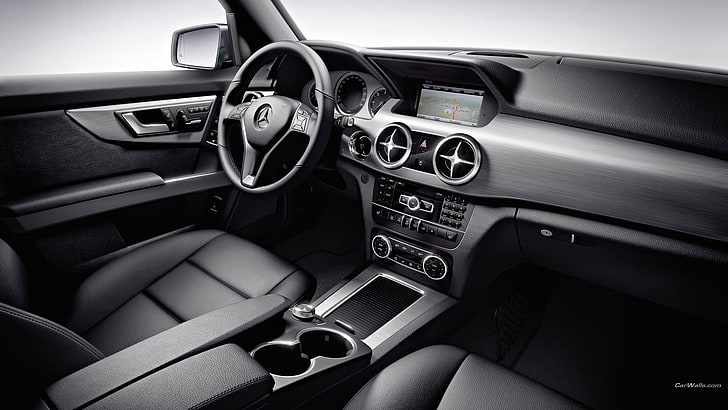 intérieur de voiture noir et gris, Mercedes GLK, intérieur de voiture, voiture, véhicule, Mercedes Benz, Fond d'écran HD