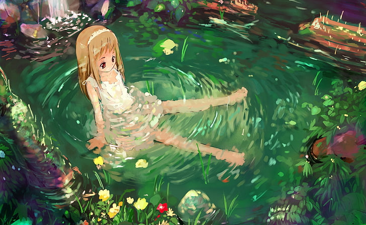 Nature Girl, blonde-haired girl in body of water anime character wallpaper,  HD wallpaper | Wallpaperbetter