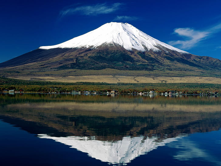 Mt Fuji Mountain Reflection HD, nature, reflection, mountain, mt, fuji, HD wallpaper