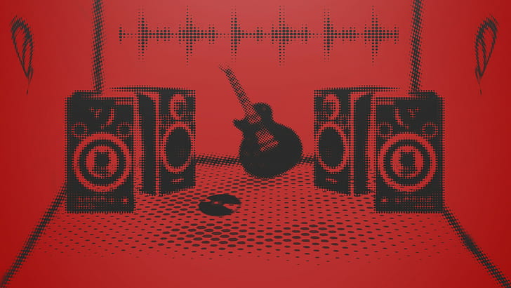Bass Guitars, black, Electric Guitar, Guitar, music, Music Is Life, red, Studios, HD wallpaper
