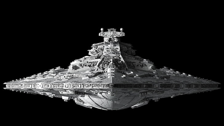 photo en niveaux de gris du vaisseau spatial, Star Wars, Star Destroyer, Fond d'écran HD