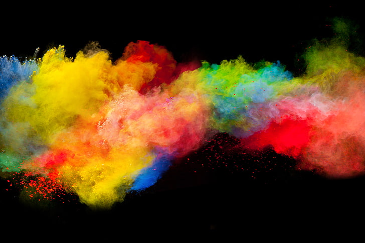 powder explosion, powder, splashes, colorful, HD wallpaper