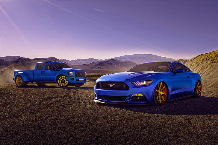 Mustang, Ford, Samochody, Niebieski, Eragon, F150, 2015, Tapety HD