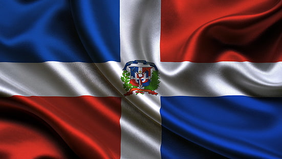 blå, vit och röd flagga, flagga, republik, Dominikanska, Dominikanska republiken, HD tapet HD wallpaper