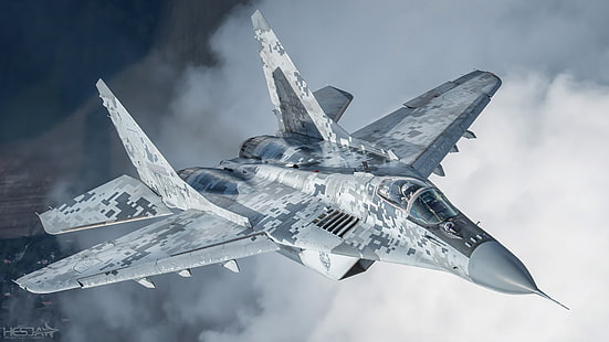 Nubes, luchador, linterna, el MiG-29, piloto, cabina, de la fuerza aérea de Eslovaquia, ILS, RL, HESJA Air-Art Photography, Fondo de pantalla HD HD wallpaper