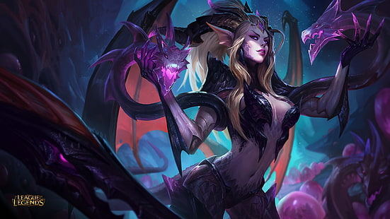 Лига Легенд, женщина, фиолетовый дракон, персонаж цифровых обоев, Zyra, Лига Легенд, HD обои HD wallpaper