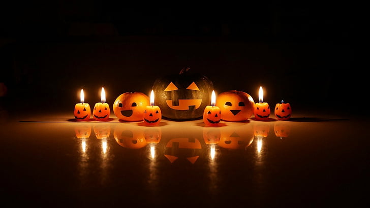 Feiertag, Halloween, Kerze, Kürbislaterne, HD-Hintergrundbild