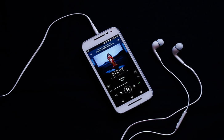 biały smartfon i słuchawki z systemem Android, samsung, słuchawki, smartfon, Tapety HD