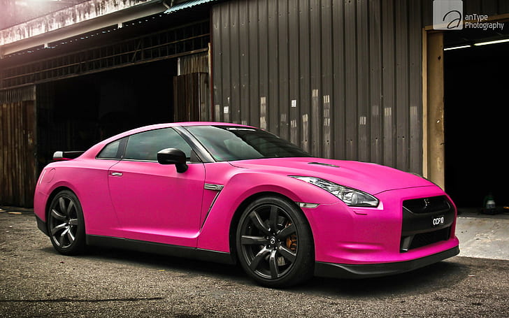 Pink Nissan GTR, pink sports car, nissan, pink, cars, HD wallpaper
