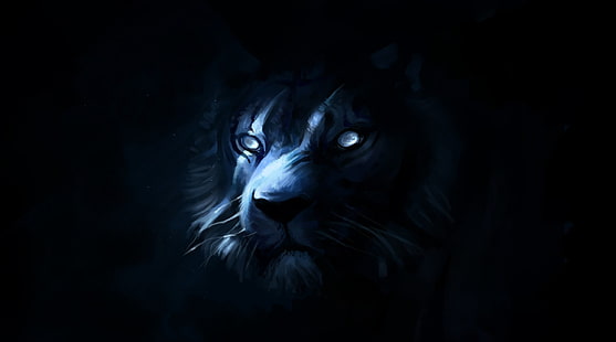 Animali di fantasia, tigre, gatto grande, buio, museruola, Sfondo HD HD wallpaper