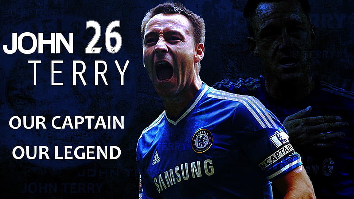 John Terry with text overlay, Chelsea FC, John Terry, soccer, HD wallpaper