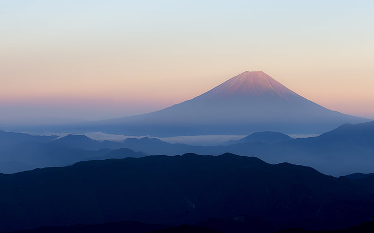 اليابان ، جبل فوجي ، سماء نظيفة ، منظر طبيعي، خلفية HD