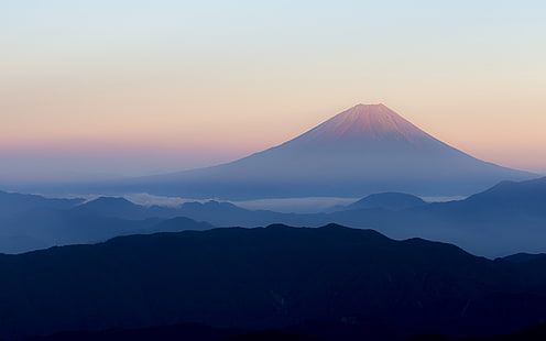 Япония, планина Фуджи, чисто небе, пейзаж, HD тапет HD wallpaper