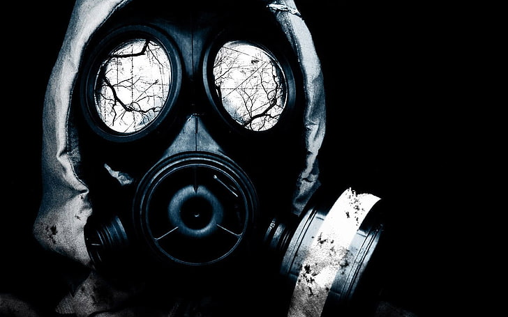 svart gasmask, gasmasker, abstrakt, radioaktivt, HD tapet