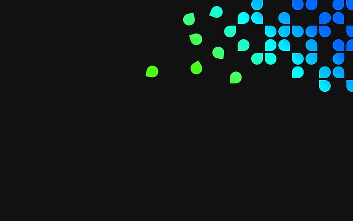 blau, schwarz und grün iluustration, blau, grün, schwarz, Punkte, Kreise, HD-Hintergrundbild