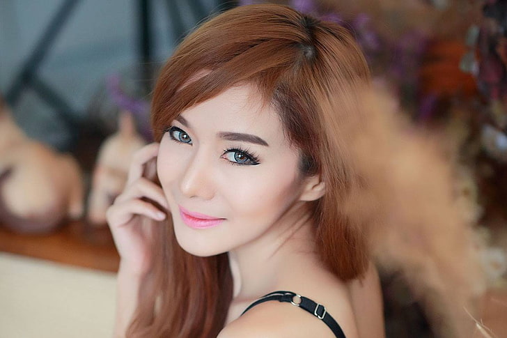 داميران ، آسيوي ، عارضة أزياء ، عارضة أزياء تايلندية ، وجه ، نساء ، مبتسم، خلفية HD