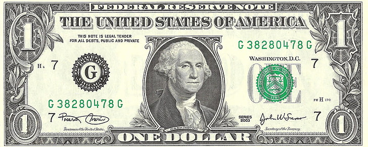1 dolar AS G 382804748 G uang kertas, Mata Uang, Dolar, George Washington, Uang, Wallpaper HD