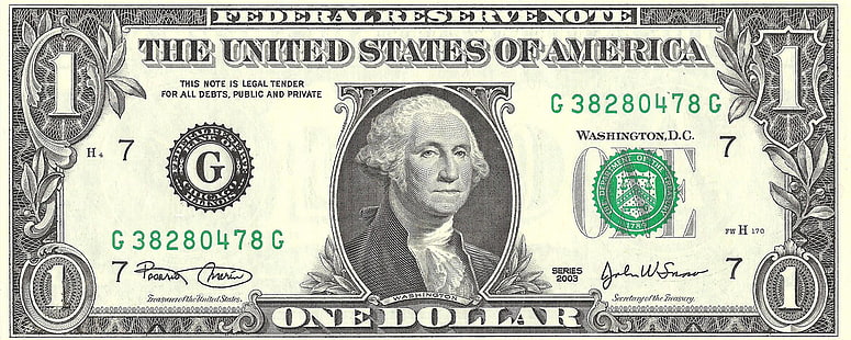 1 Dollar américain G 382804748 G Billet de banque, Devises, Dollar, George Washington, Argent, Fond d'écran HD HD wallpaper