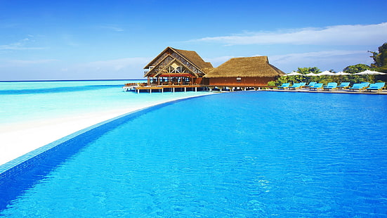 Plaża, 2560x1440, Malediwy, ładna, piękna, hd, ultra hd, Tapety HD HD wallpaper