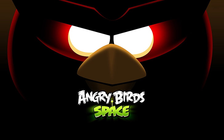 Angry Birds Space poster, angry birds space, angry birds, bird, logo, black, HD wallpaper