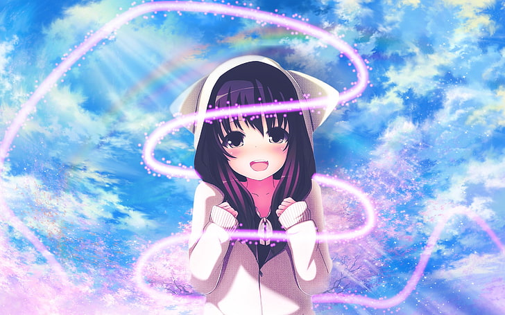 personnage d'anime féminin aux cheveux violets, anime, Fond d'écran HD
