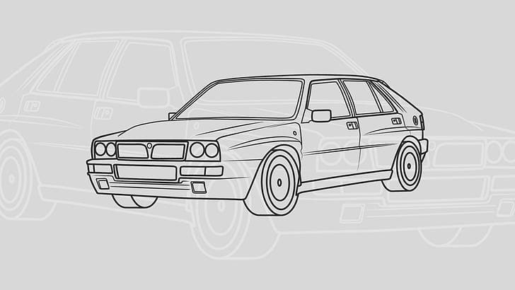 Ралли, раллийные машины, суперкар, вектор, Lancia Delta, иллюзии, минимализм, HD обои