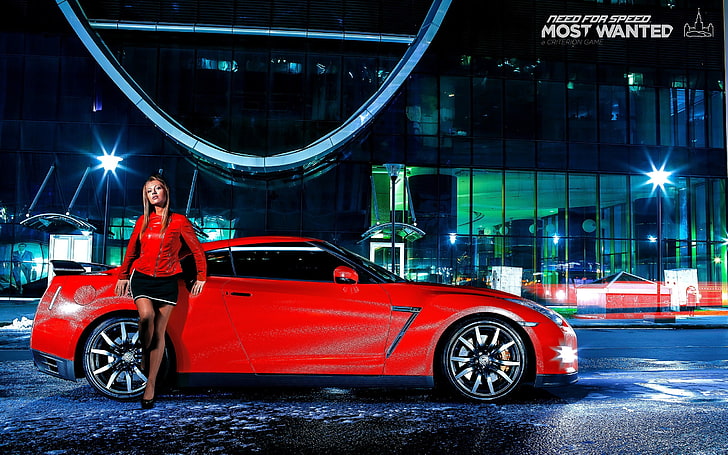 car, vehicle, red cars, women, model, looking at viewer, video games, Need for Speed: Most Wanted, red jackets, HD wallpaper