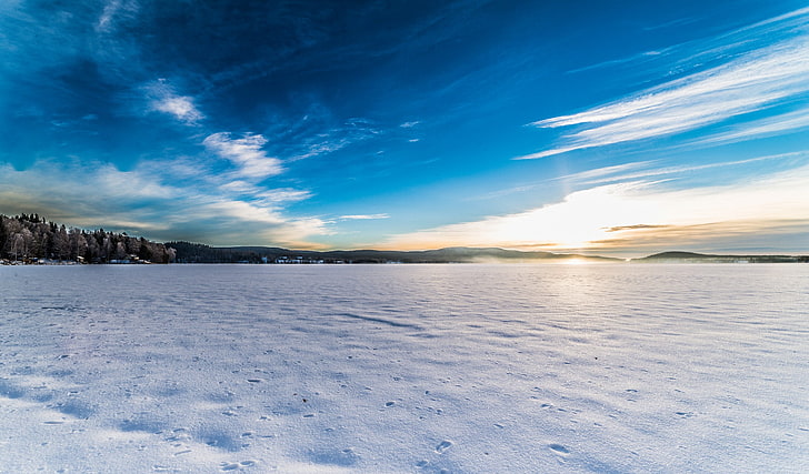 الطبيعة والشتاء والثلج والسماء والمناظر الطبيعية، خلفية HD