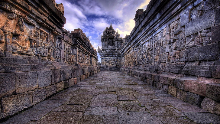 небо, исторический, ангкор ват, руины, древняя история, здание, облако, рок, храм, история, фасад, Камбоджа, Азия, стена, кхмерская цивилизация, HD обои