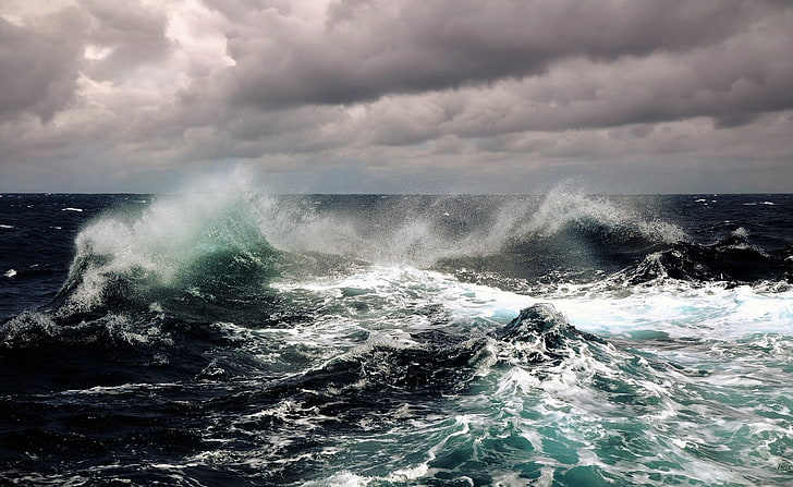 嵐の海、海の波、自然、ビーチ、海、嵐、 HDデスクトップの壁紙