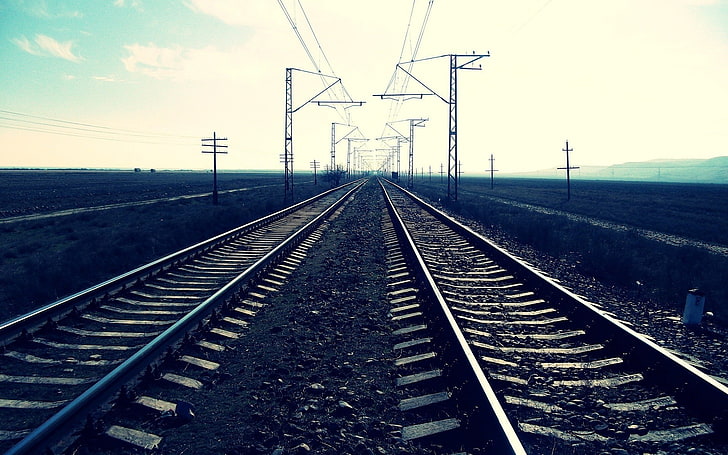 fotografia, paesaggio, ferrovia, Sfondo HD