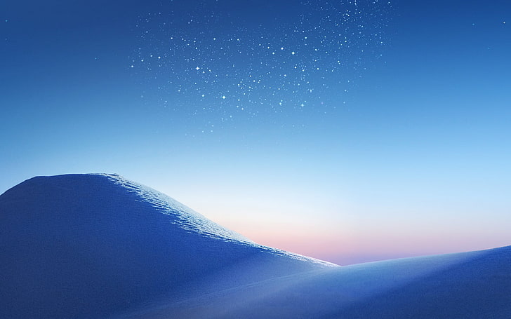 banyak bintang, putih, bukit pasir, lanskap, dunia, bintang, cyan, biru, bukit, langit, langit biru, Wallpaper HD