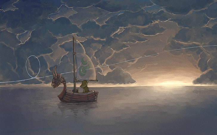 ilustracja statku pirackiego, The Legend of Zelda, The Legend of Zelda: Wind Waker, Link, Tapety HD