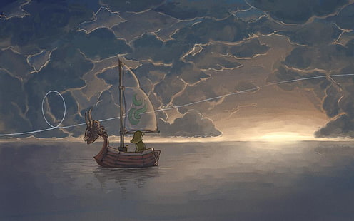 piratskeppsillustration, The Legend of Zelda, The Legend of Zelda: Wind Waker, Link, HD tapet HD wallpaper