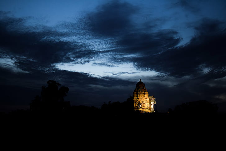 Indie, New Delhi, niebo, świątynia, Tapety HD