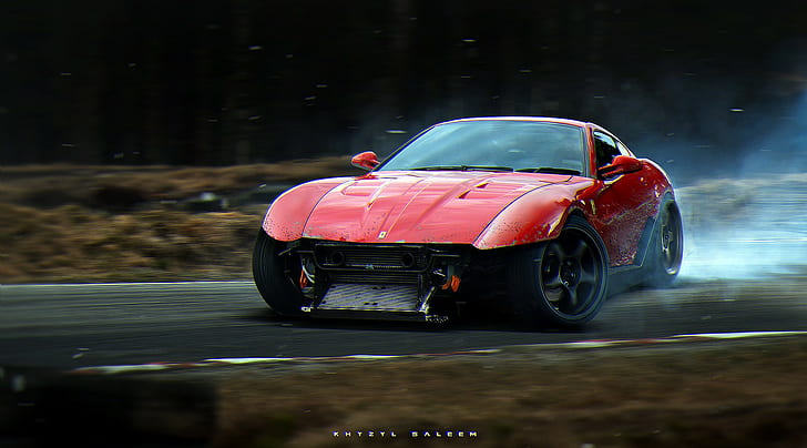 car, Khyzyl Saleem, drift, Stance, Ferrari 599, futuristic, HD wallpaper