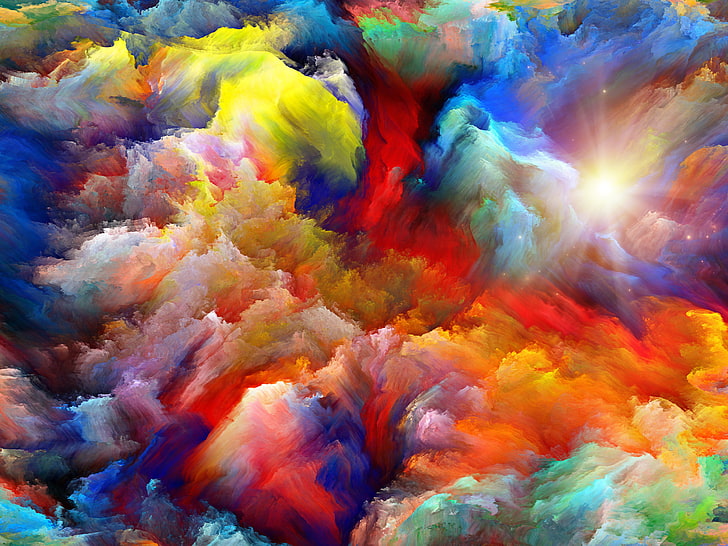 papel tapiz multicolor, colores, cielo, fondo, abstact, explosión de color, Fondo de pantalla HD