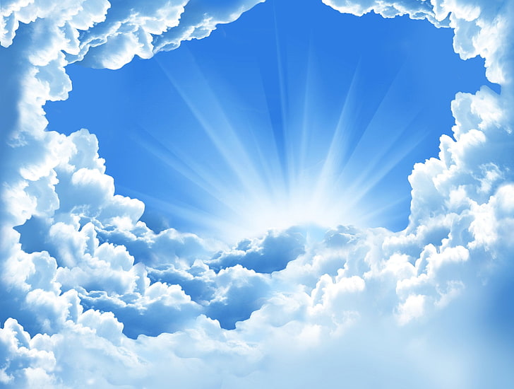 rayos crepusculares, tierra, cielo, azul, nube, sol, Fondo de pantalla HD