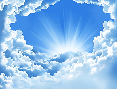 crepuscular strålar, jord, himmel, blå, moln, solsken, HD tapet HD wallpaper