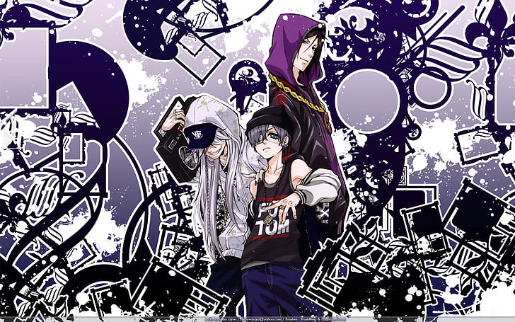 Anime, Black Butler, Ciel Phantomhive, Sebastian Michaelis, Undertaker (Black Butler), Fond d'écran HD