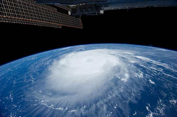 oeil de tempête, terre, station, tourbillon, cyclone, nuage, Fond d'écran HD