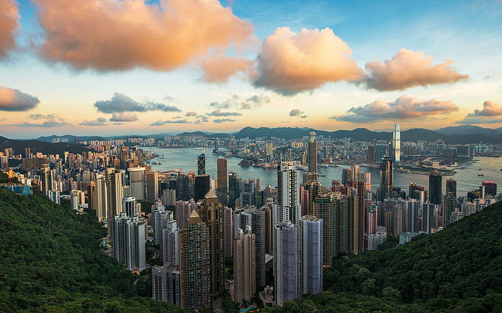 Victoria Harbour, Hong Kong, stadshorisont, värld, 1920x1200, Hong Kong, Asien, Victoria Harbour, HD tapet