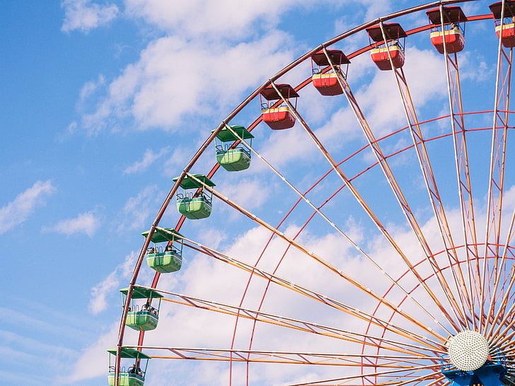 Ferris Wheel putih, ferris wheel, objek wisata, langit, Wallpaper HD