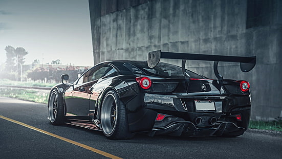 coche, Ferrari 458, vehículo, Ferrari, coche deportivo, coche negro, superdeportivo, vehículo de lujo, tecnología, Fondo de pantalla HD HD wallpaper