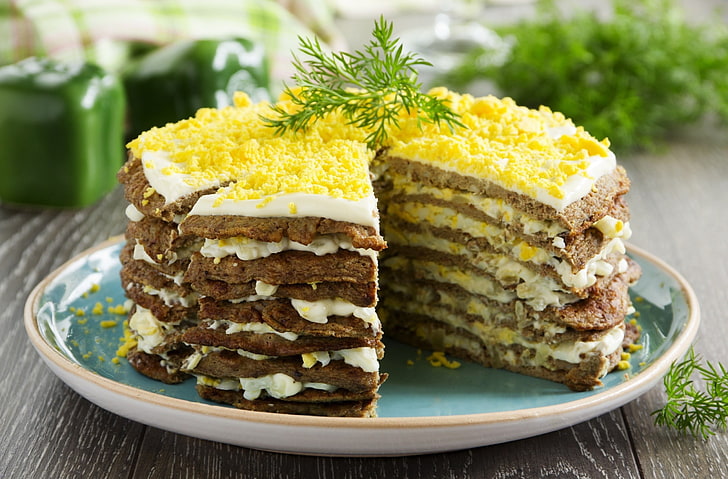 torta com polvilhe em pó, comida, bolo, sobremesa, HD papel de parede